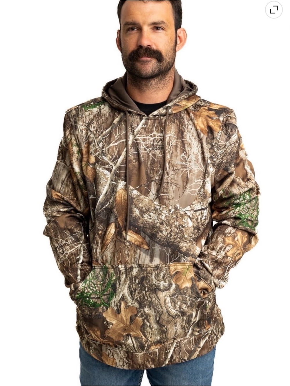 Realtree Edge Camo Pullover Hoodie Drawstring Hood & Pocket Men's Size Large